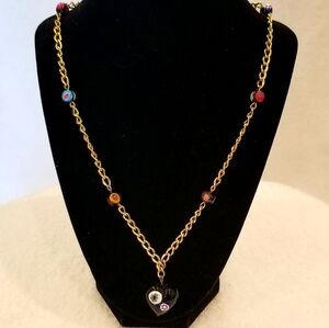 Rare Vintage Murno Glass "Millefiori" Gold Chain With Multicolor Glass Beads.30"